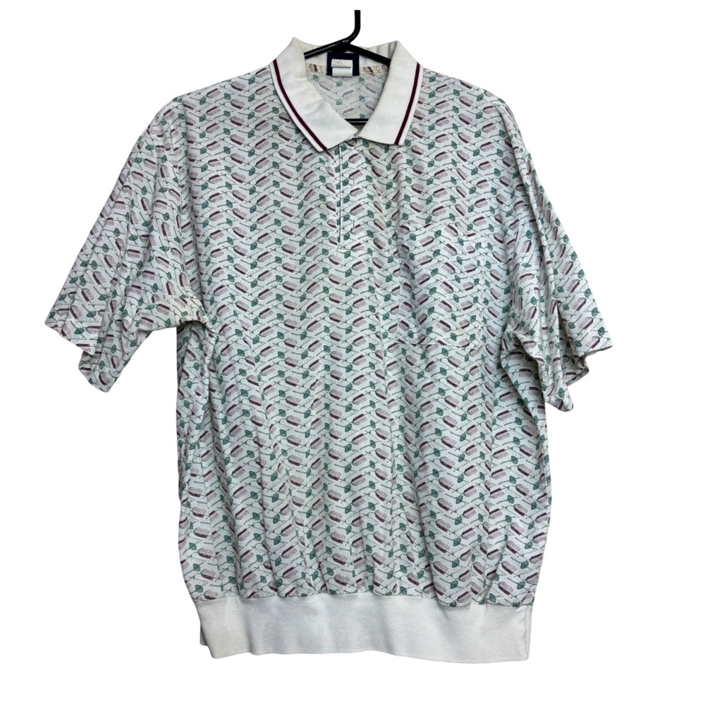 Vintage 90s Cotton Golf Polo Shirt Mens XL Retro Preppy Banded Hem USA Dad Core